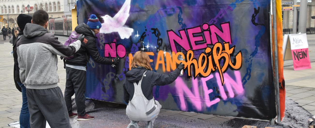 Graffiti-Aktion, Terre des Femmes, Augsburg, Frauenrechte, Foto: Cynthia Matuszewski